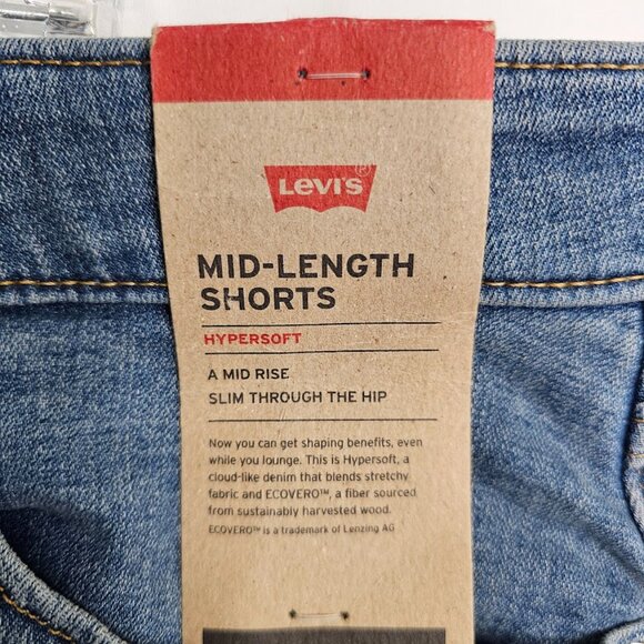 NWT Women's LEVI'S Cuffed Mid Length Jean Shorts MEDIUM WASH BLUE size 20W Soft - Picture 3 of 10